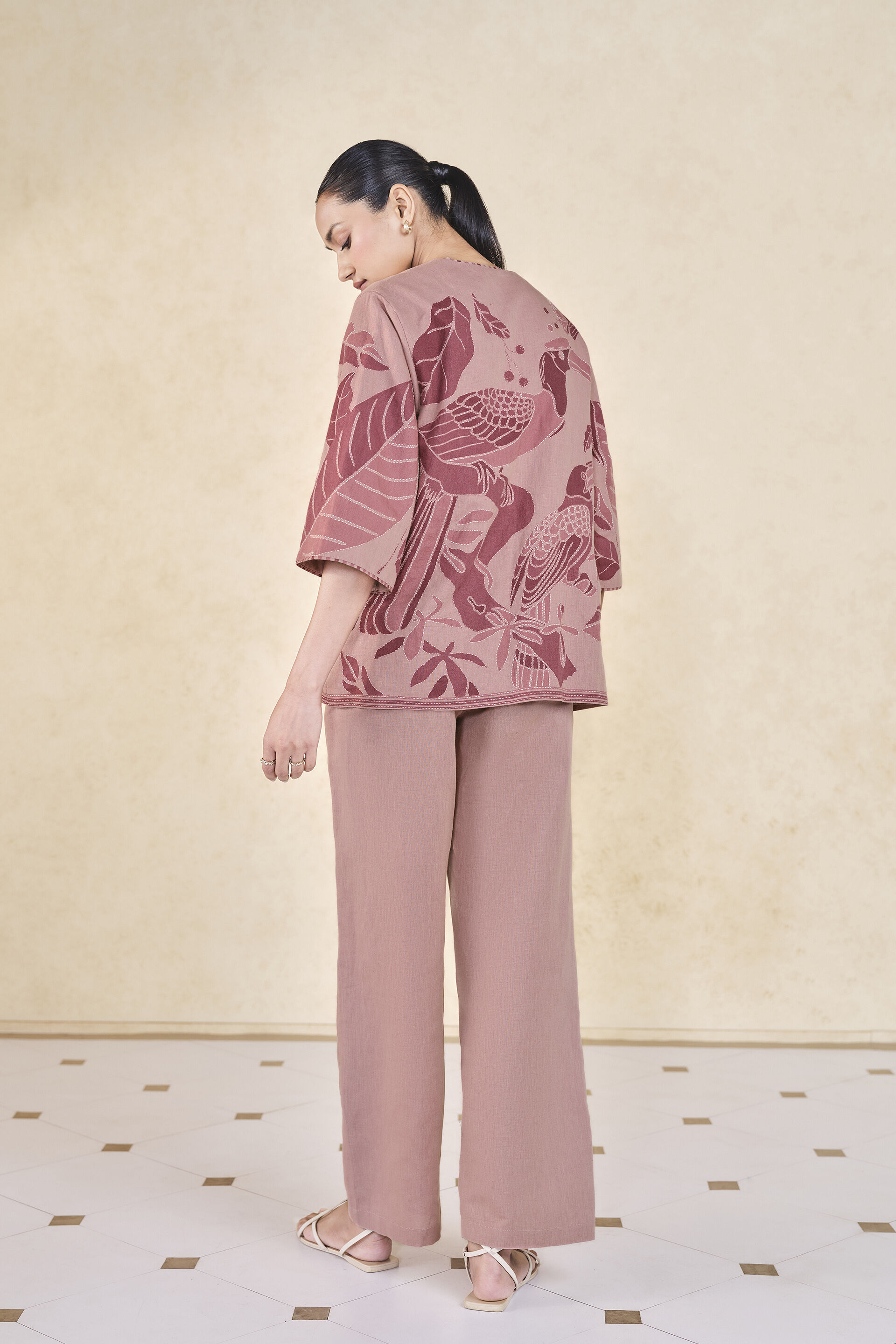 Fig Handcrafted Kantha Overlayer Set - Pink